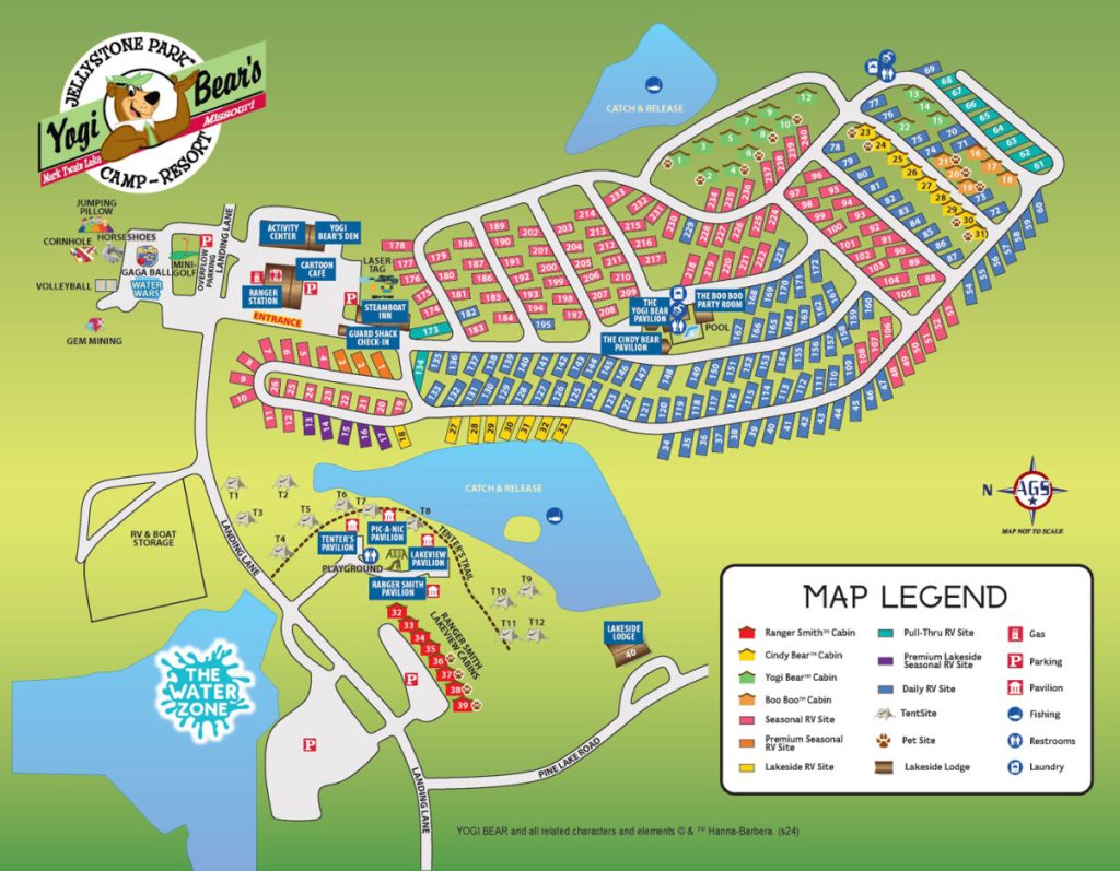 Park Map For Yogi Bear’s Mark Twain Lake Jellystone Park